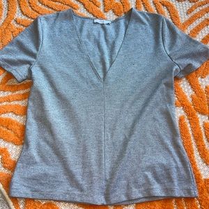 Zara Heather Gray V-Neck Top
